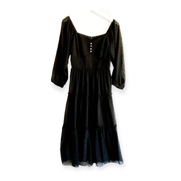 J.Crew Swiss Dot Tiered Midi Dress Black Long Sleeve Sheer Size 2 NWT - Picture 3 of 16